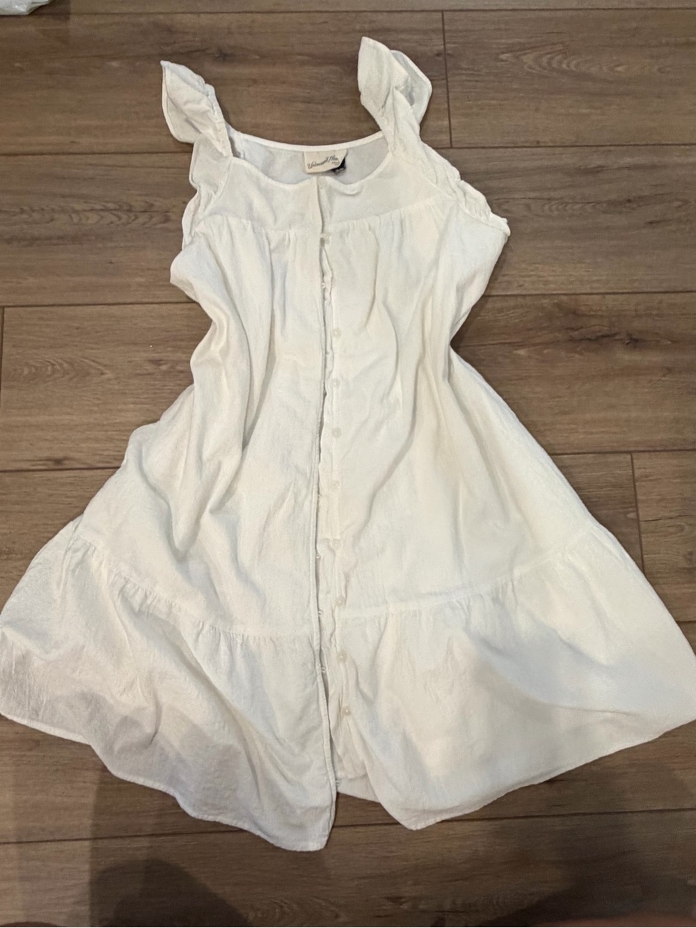Lightweight White Button-Front Sundress with Pockets